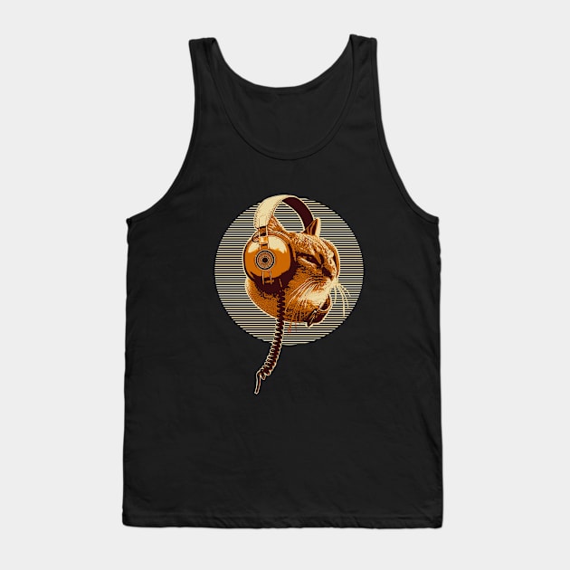 Melophile Music Lover Headphones Cat - Natural Colors 1 - Melophile Tank Top by DuskySavage